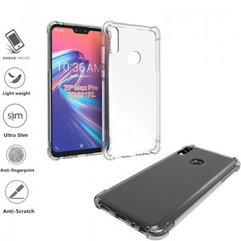 Silikoninis-Anti shock 1 mm. storio Asus zenfone max pro m2 zb631kl dėklas - permatomas